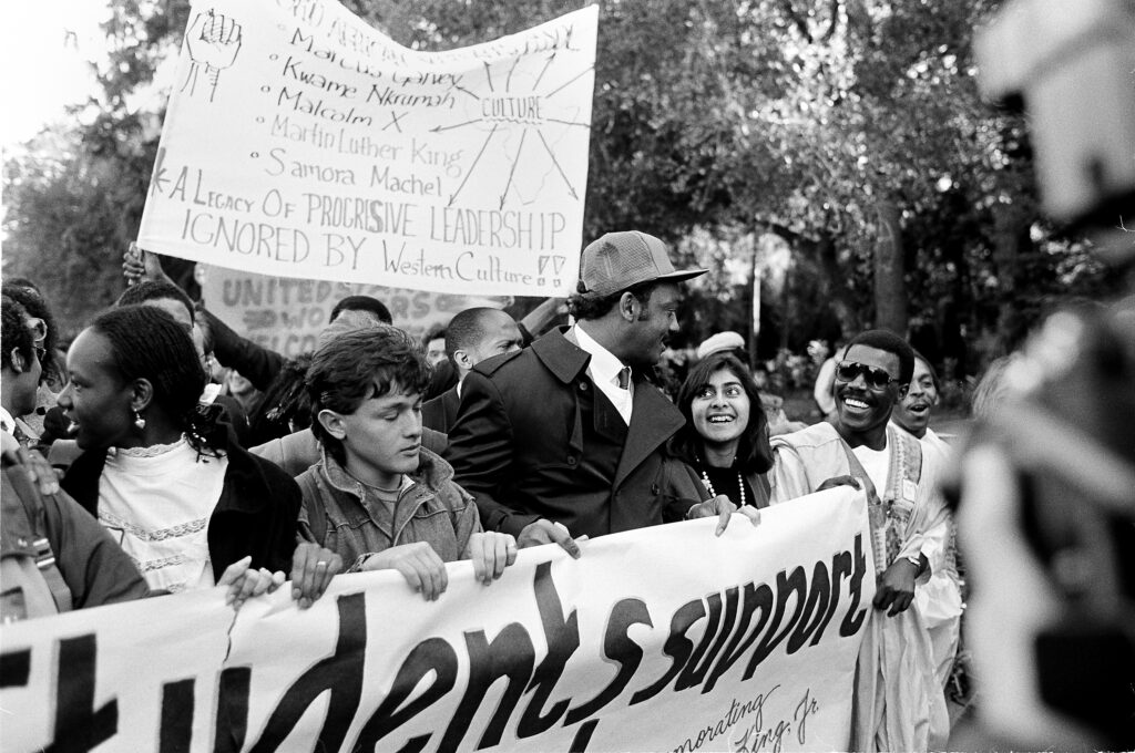 Stanford students protest against Eurocentric curriculum in 1987